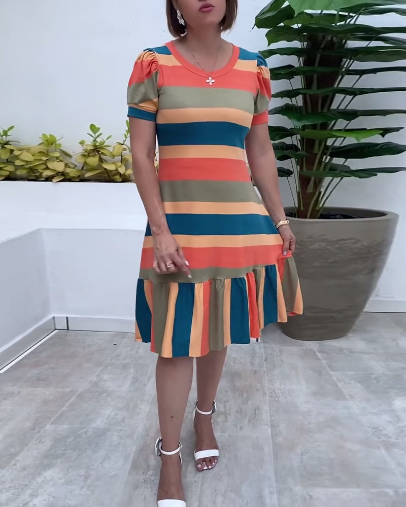 Kjole afslappet kortærmet stribet