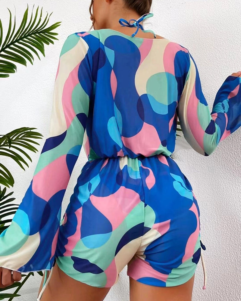 Badedragt Overtræk Trykt Bikini Tredelt