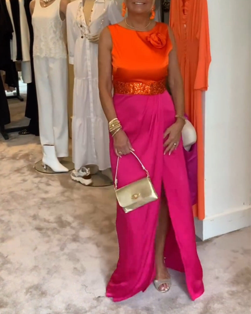 Tofarvet kjole uden ærmer