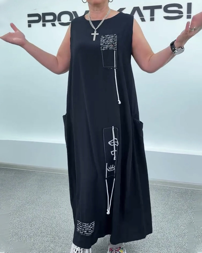 Kjole Uden Ærmer Oversized Bogstavtryk