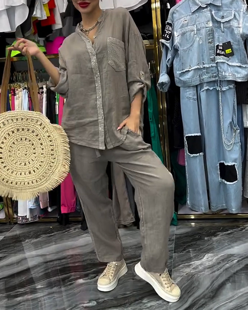 Jakkesæt Ståkrave Lomme Afslappet