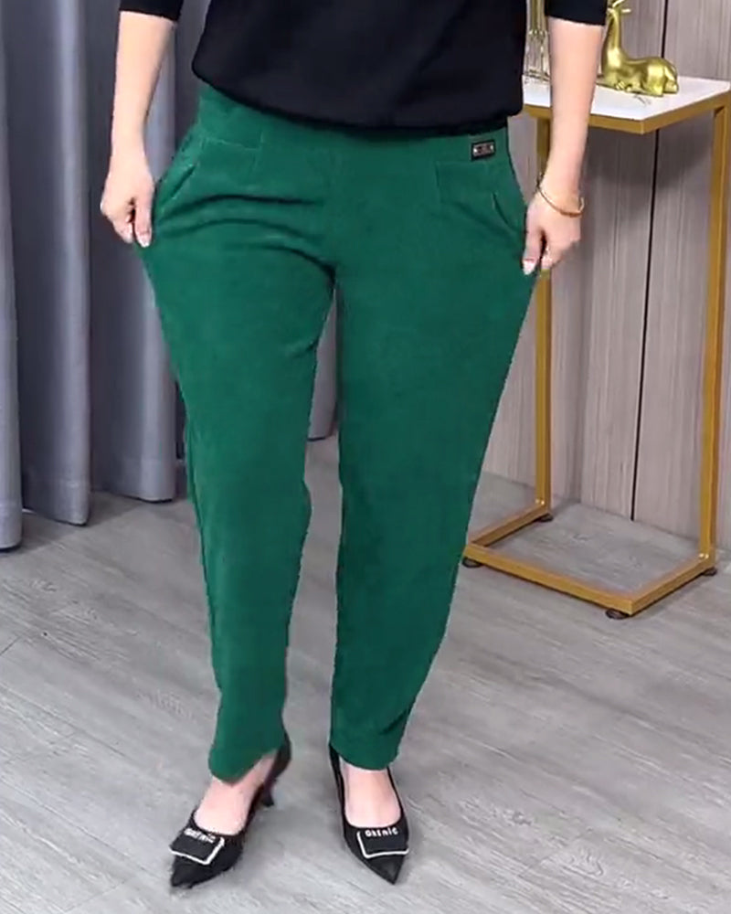 Ensfarvede Stretch-Skinnybukser