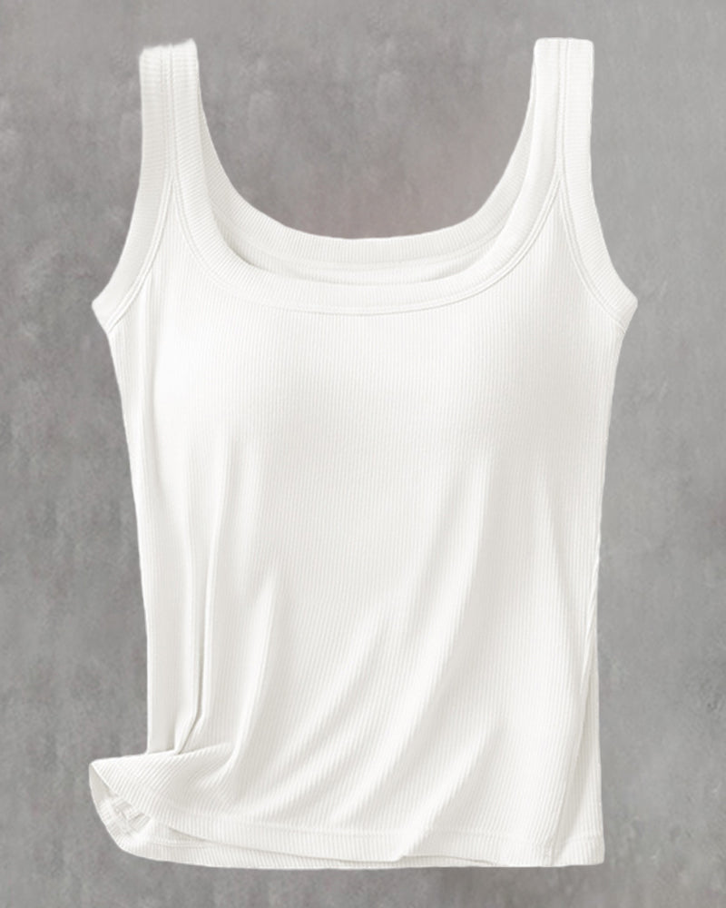 Ærmeløs Top I Ensfarvet Med Indbygget Bh