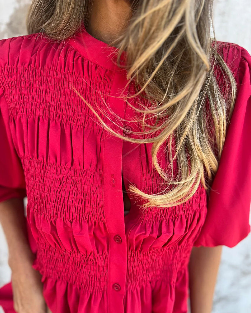 Bluse Casual Mode Kort Ærme Ensfarvet