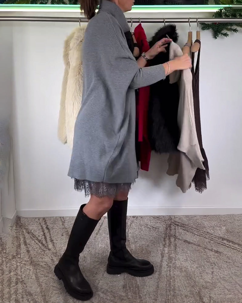 Selestropper Blonde Mesh Kjole Dragt Høj Krave Flagermusærme