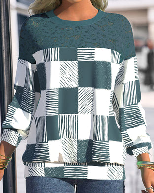 Sweatshirt Tartan Tryk Rund Hals