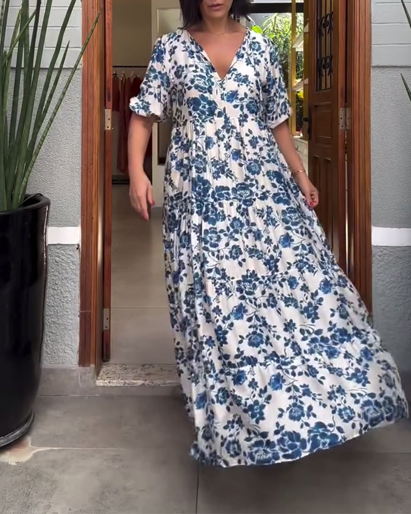 Kjole Kortærmet Blomsterprint