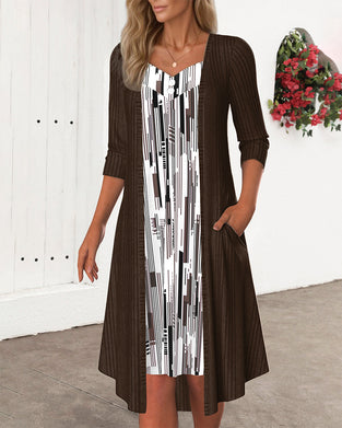 Kjole Falsk Todelt Uregelmæssigt Trykt