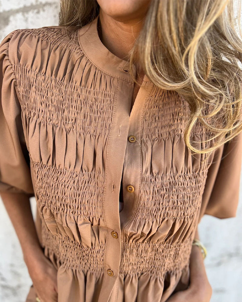 Bluse Casual Mode Kort Ærme Ensfarvet