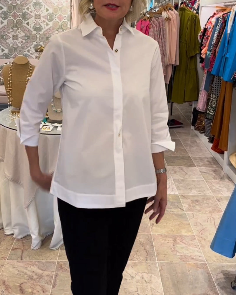 Ensfarvet skjorte med lynlås