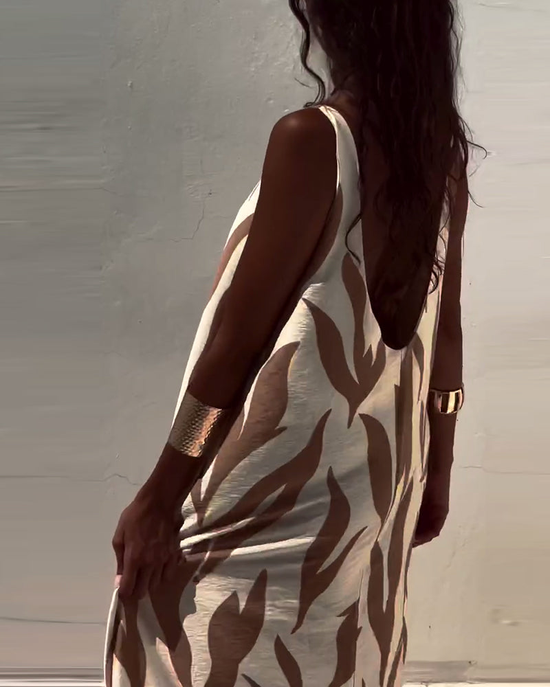 Kjole Ærmeløs Rygløs Printet