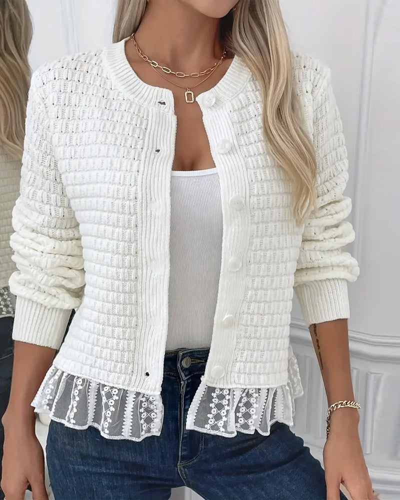 Frappe Langærmede Blonderpanelet Sweater