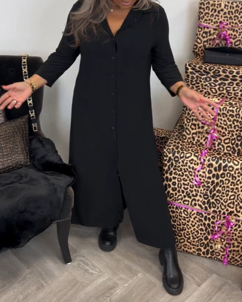 Lang skjortekjole med knapper