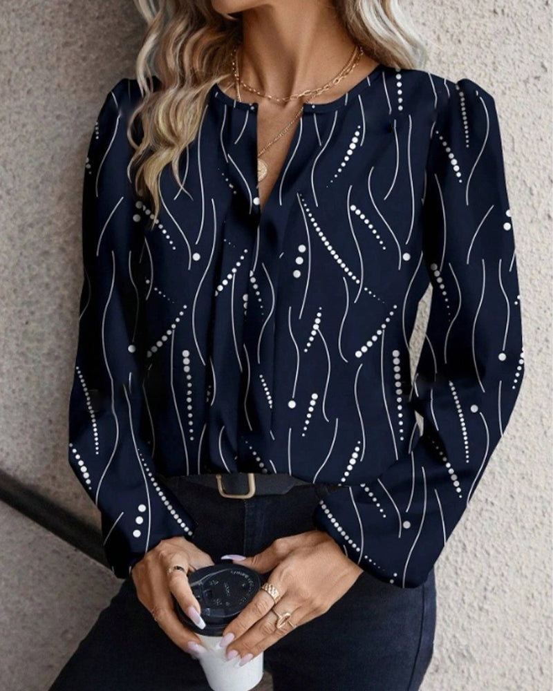 Langærmet bluse med print