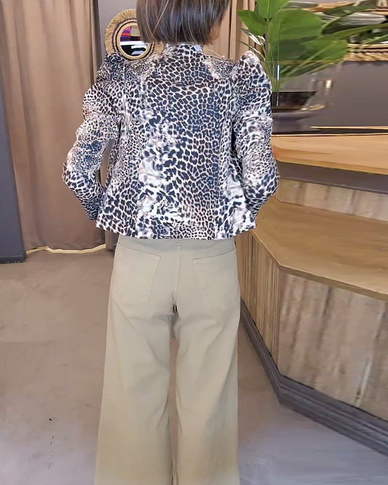 Sportscoat med leopardprint