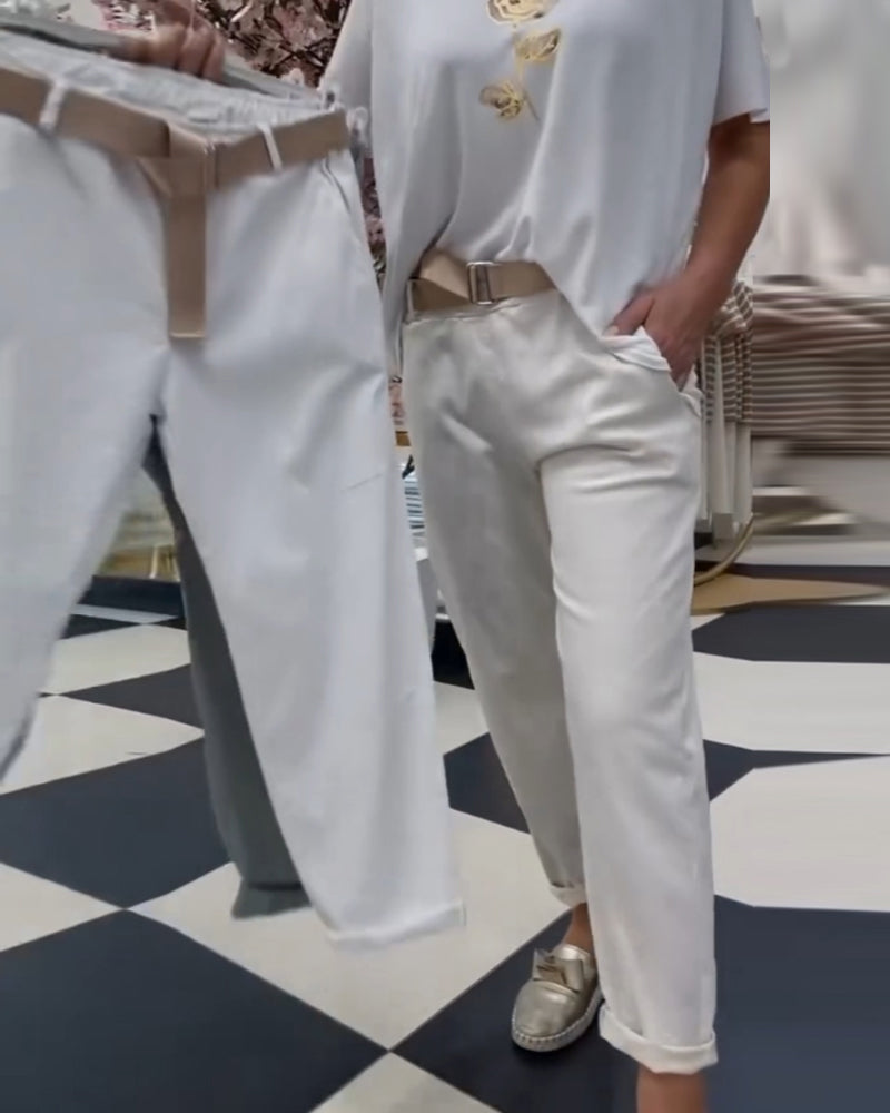 Bukser i ren farve og casual stil