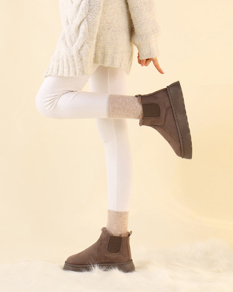 Ensfarvede snestøvler med tyk sål