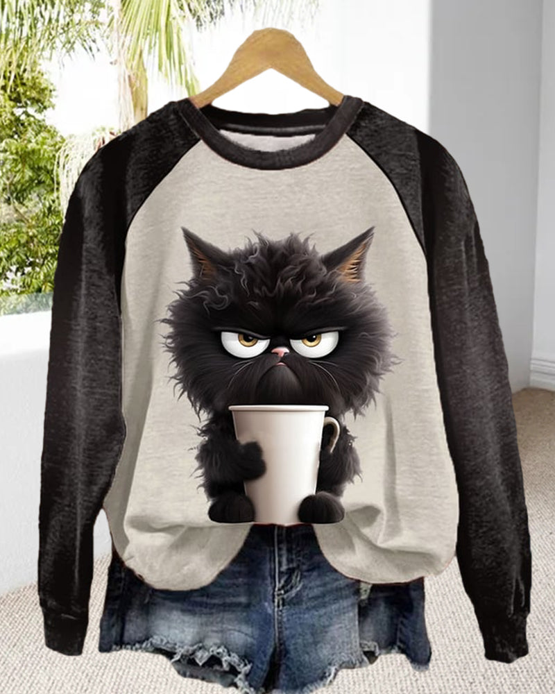 Sweatshirt med kattemotiv
