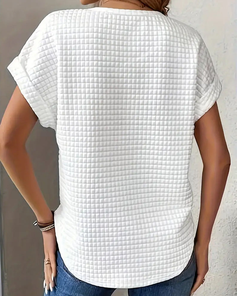 T-Shirt Rund Hals Ensfarvet Flagermusærmer