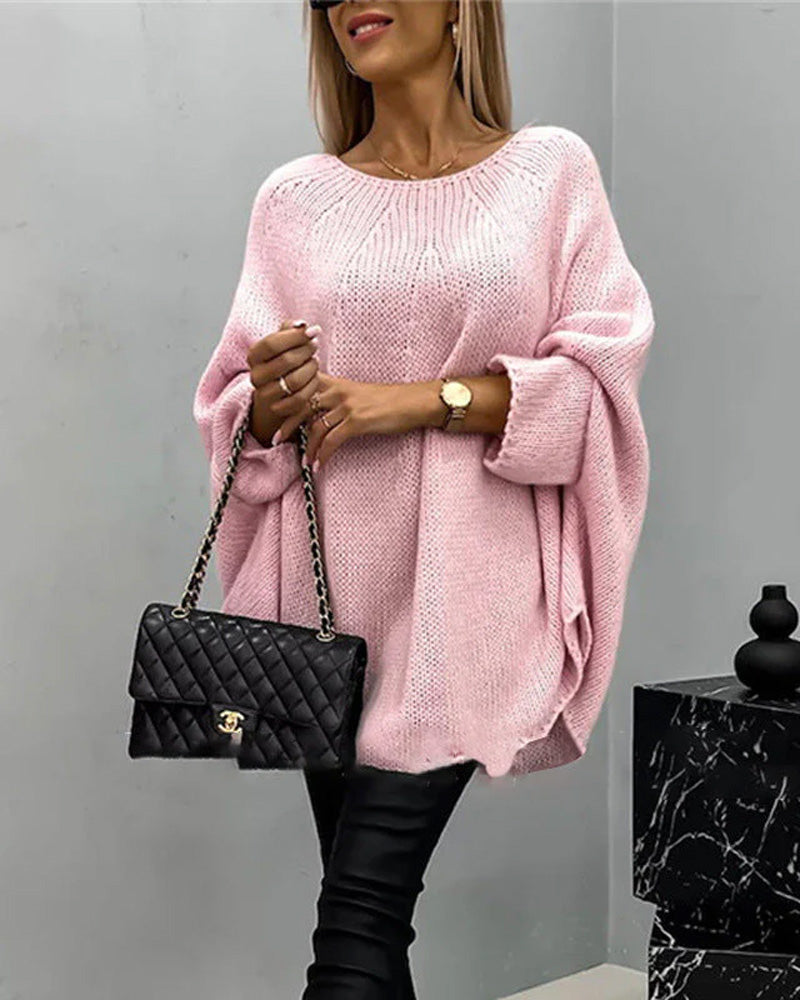 Elegant strikket cape sweater (Dame)