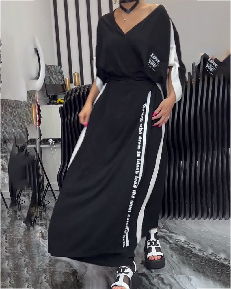 Jakkesæt V-Hals Uregelmæssig Løse Bukser