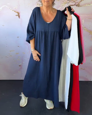 Kjole Skovstil V-Udskæring Plisseret Ensfarvet