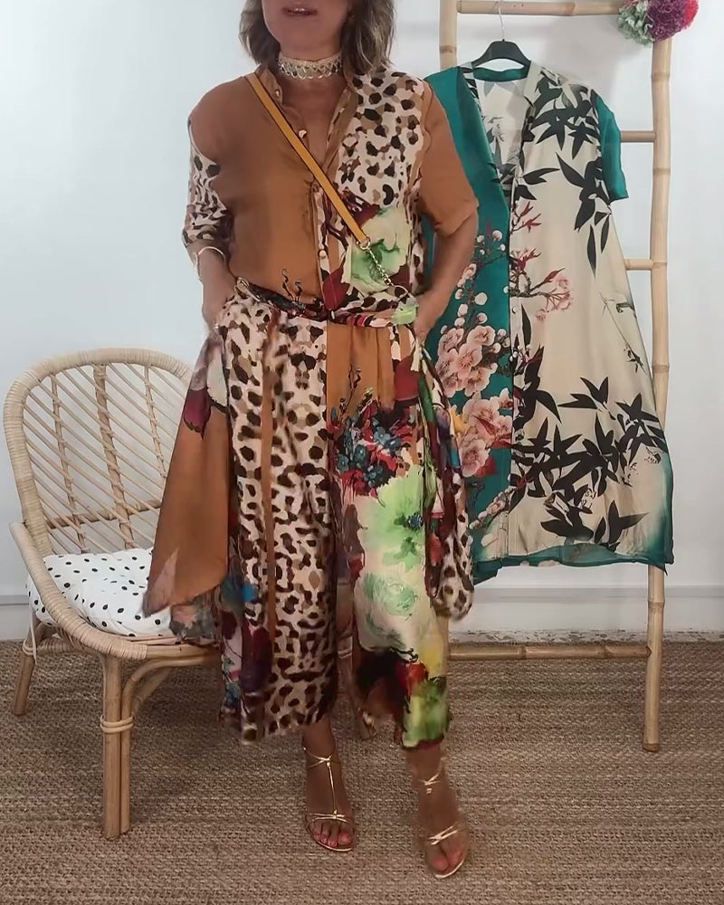 Todelt sæt med retromode print