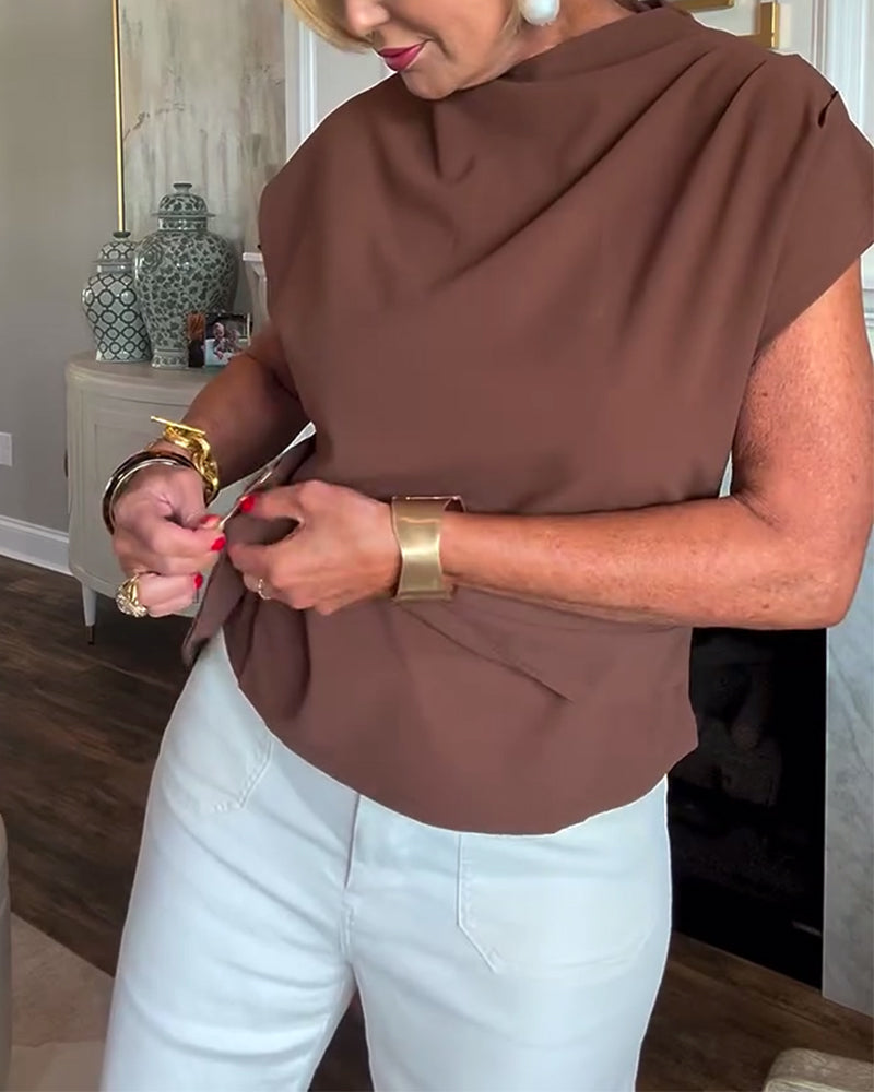 Taljeformende Ensfarvet Bluse