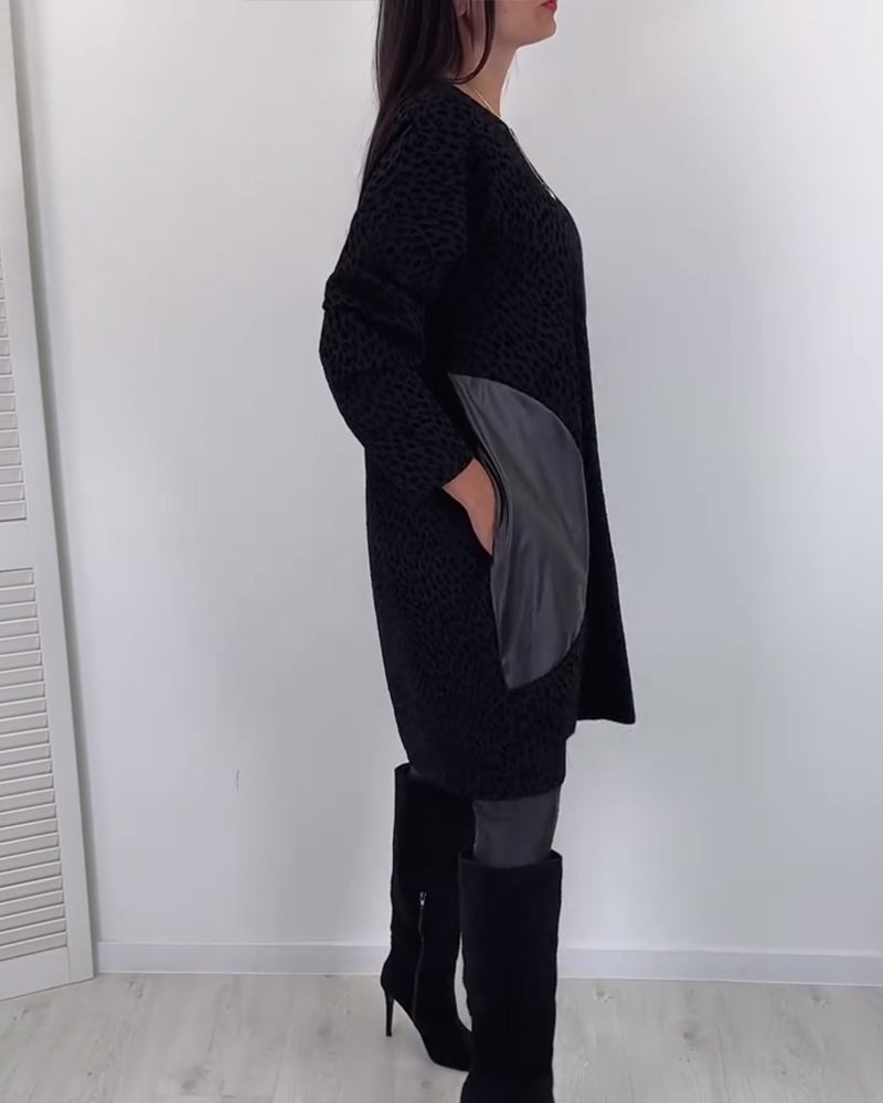 Tofarvet kjole med rund hals