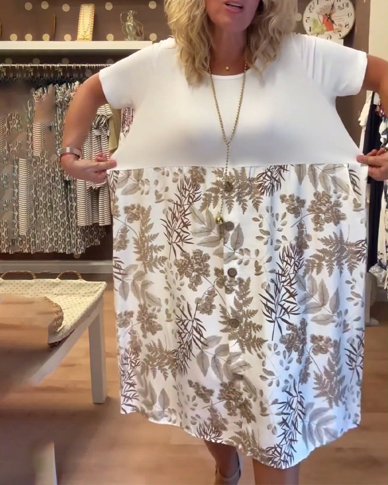 Kjole afslappet temperament trykt rund hals