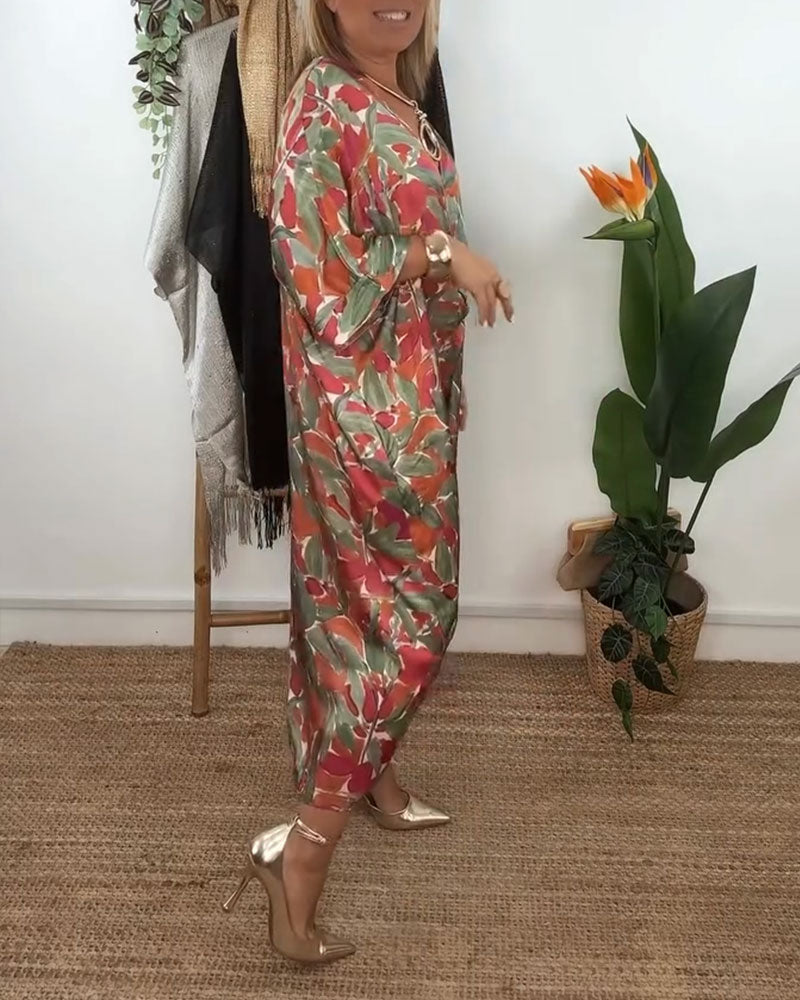 Kjole Med V-Udskæring Og Snoet Mønster