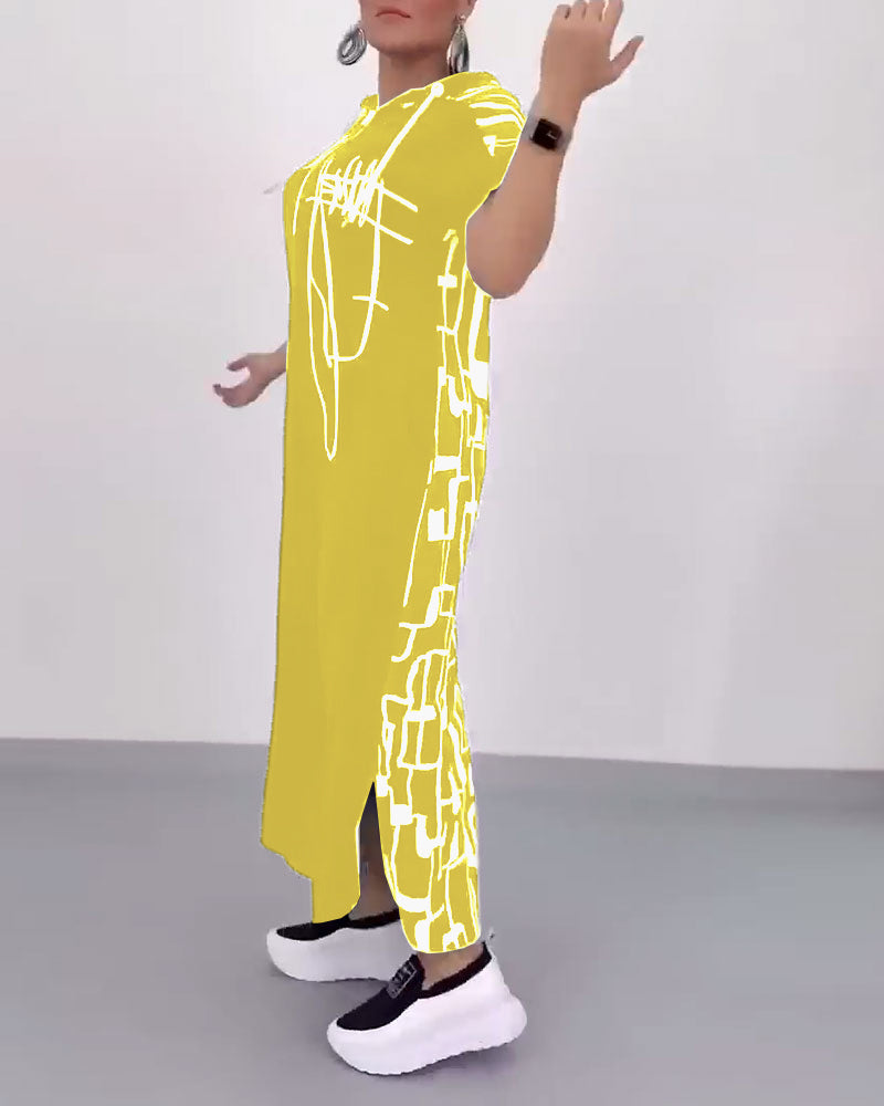 Kjole Halv-zip Løs Kontrast