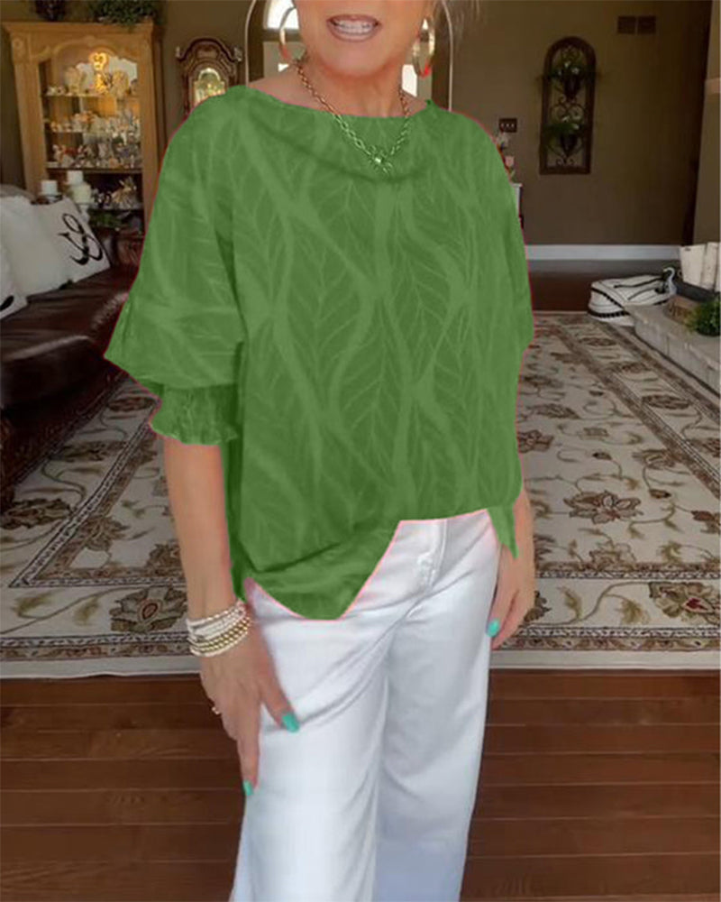 Bluse Rund Hals Løs Print