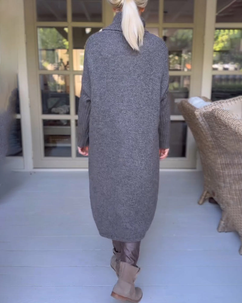 Lang pullover med høj hals