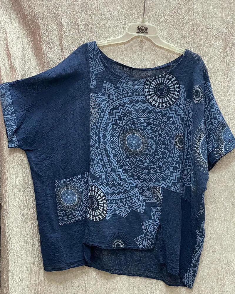 To-delt sæt | Bluse med print og bukser med elastikbånd