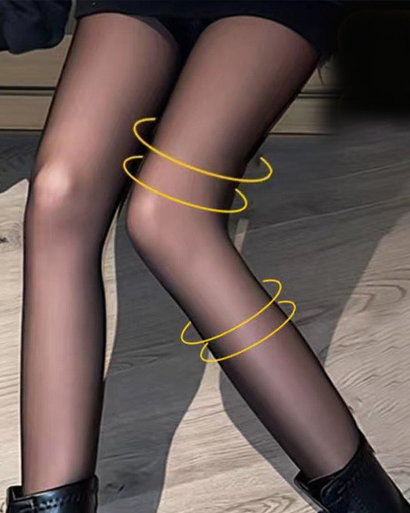 Gennemsigtige, varme plysforede elastiske tights