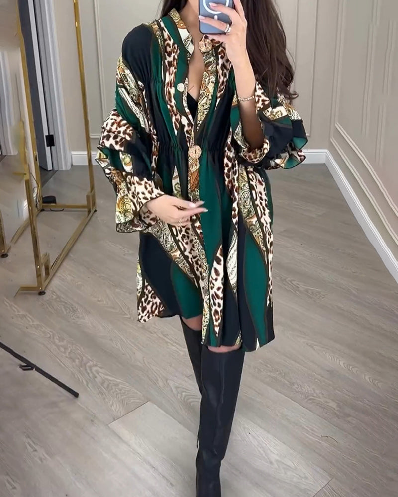 Leopardprint kjole i løs pasform