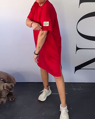 Kjole Rund Hals Casual Korte Ærmer Enkel