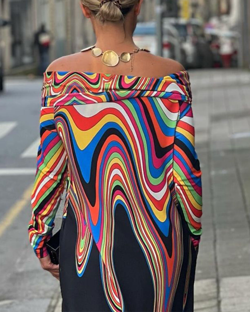 Elegant off-shoulder kjole med lange ærmer