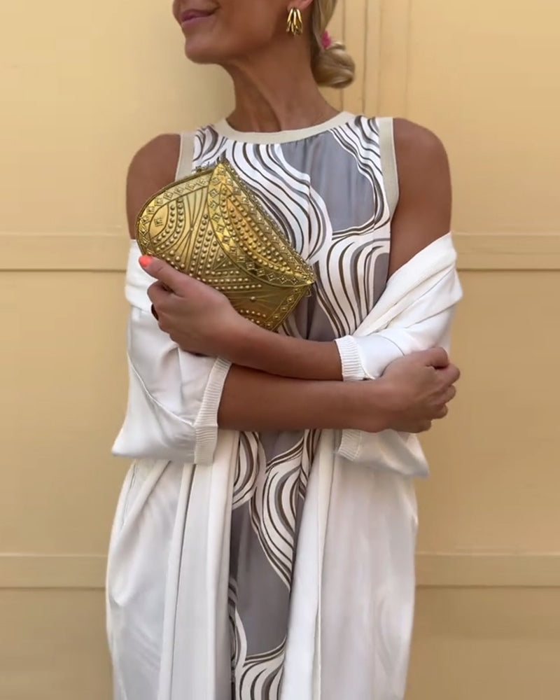 Sæt Frappe Vest Mode Tryk Kjole To Dele