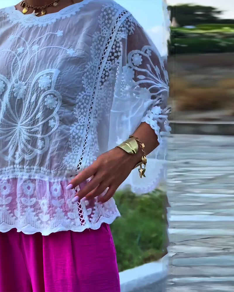 Bluse Ensfarvet Moderigtig