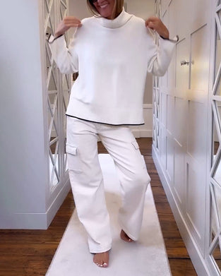 Pullover med høj hals og langærmet