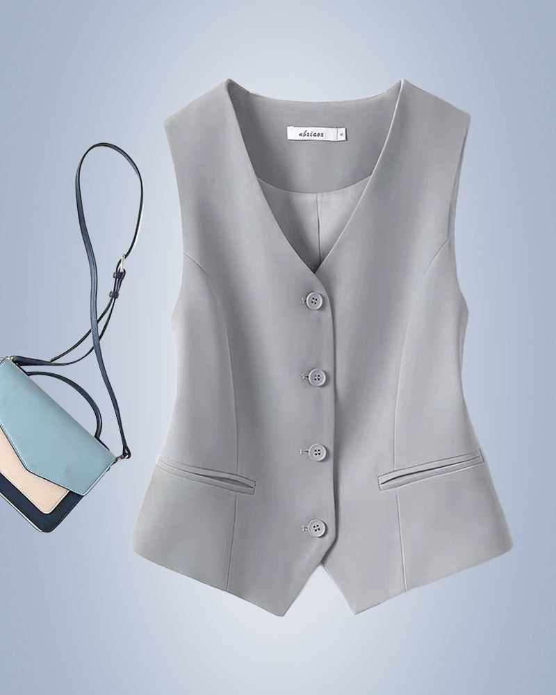 Ensfarvet temperament vestjakke til kvinder