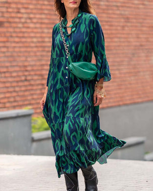 Mønstret kjole med knapper