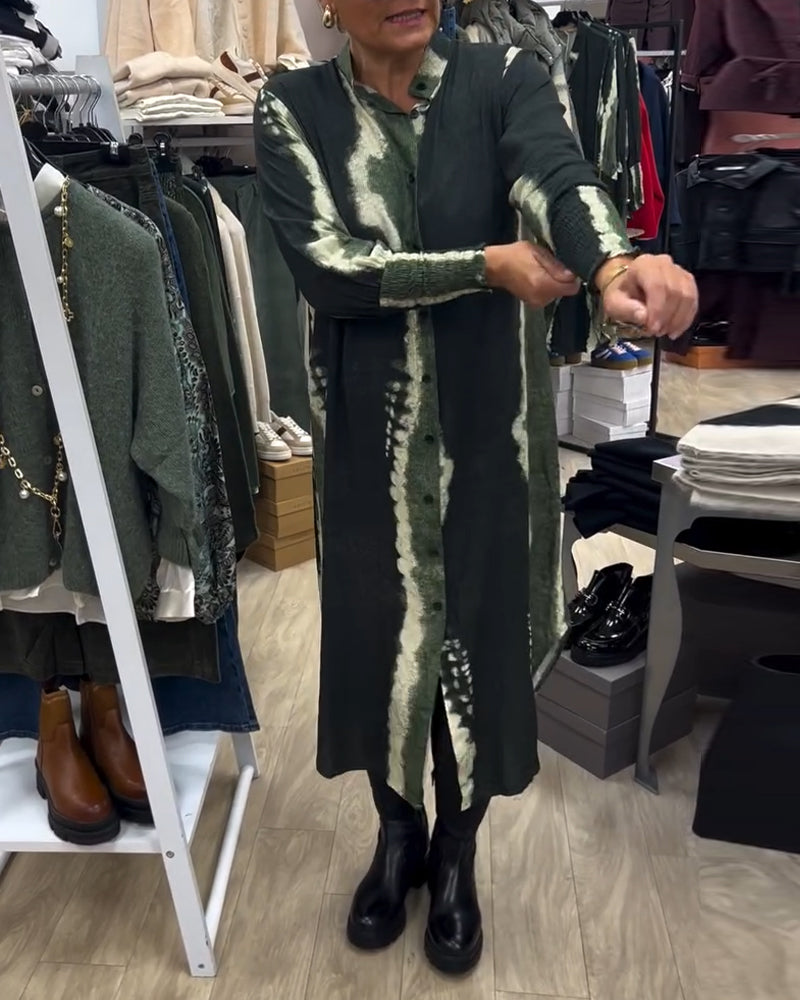 Ståkrave skjortekjole med trykknapper