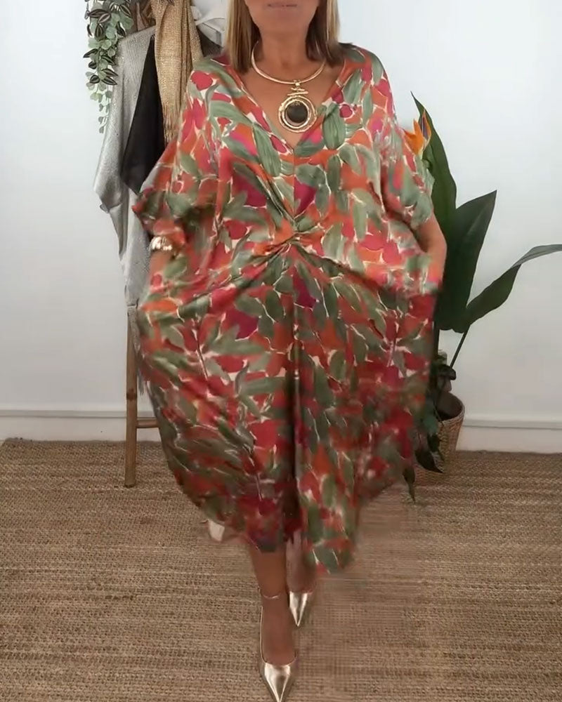 Kjole Med V-Udskæring Og Snoet Mønster