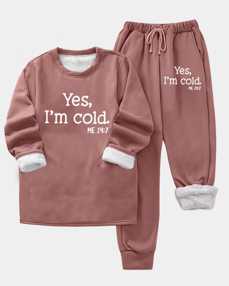 Fleeceforede fritidsbukser med skrift