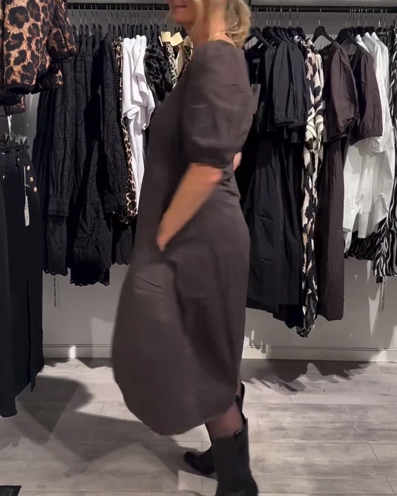 Kjole V-hals Lomme Casual