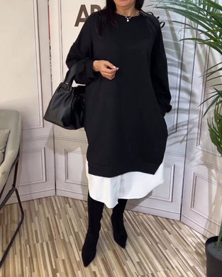 Rund hals patchwork kjole