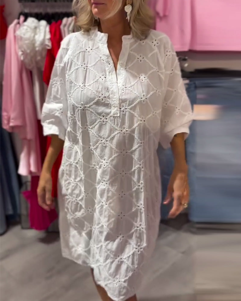 Kjole Langærmet Udfældet Blomst Løs